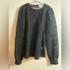 Sezane Philoe Blouse Black Cotton blend Gorgeous Long Sleeve Blouse US SZ 2